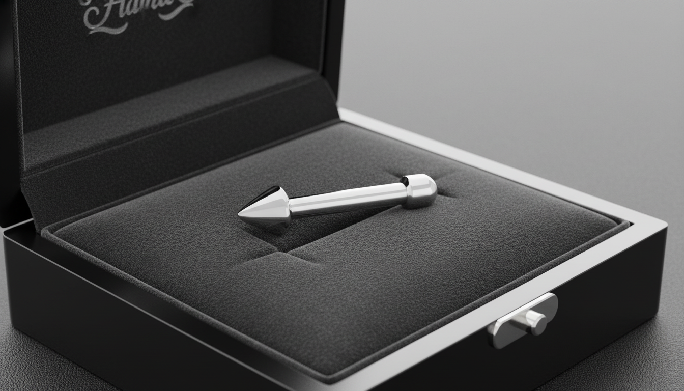 316L surgical steel nose stud by Melchior Jewellery displayed in black velvet jewellery box