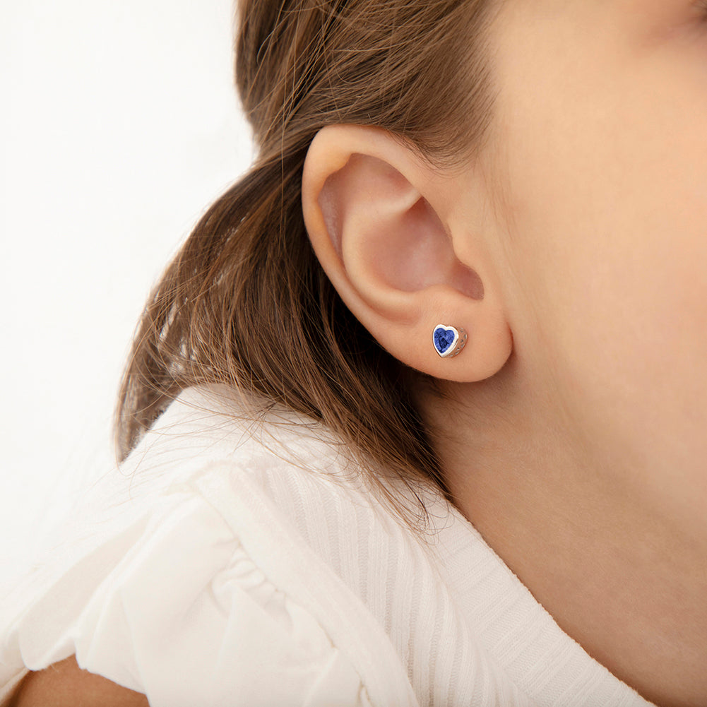 Sterling Silver Girls September Birthstone Screw Back Earrings