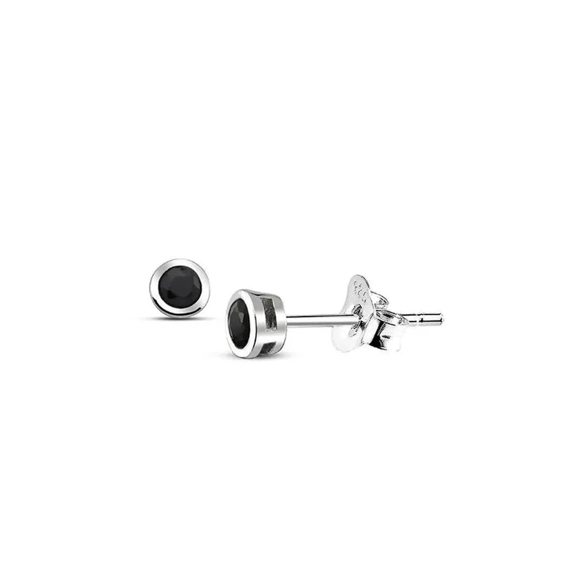 Sterling silver black cubic zirconia stud earrings