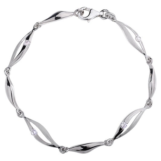 Sterling Silver Fancy Bracelet With Cubic Zirconia - Melchior Jewellery