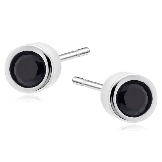 Sterling Silver 5mm Round Black CZ Stud Earrings - Melchior Jewellery