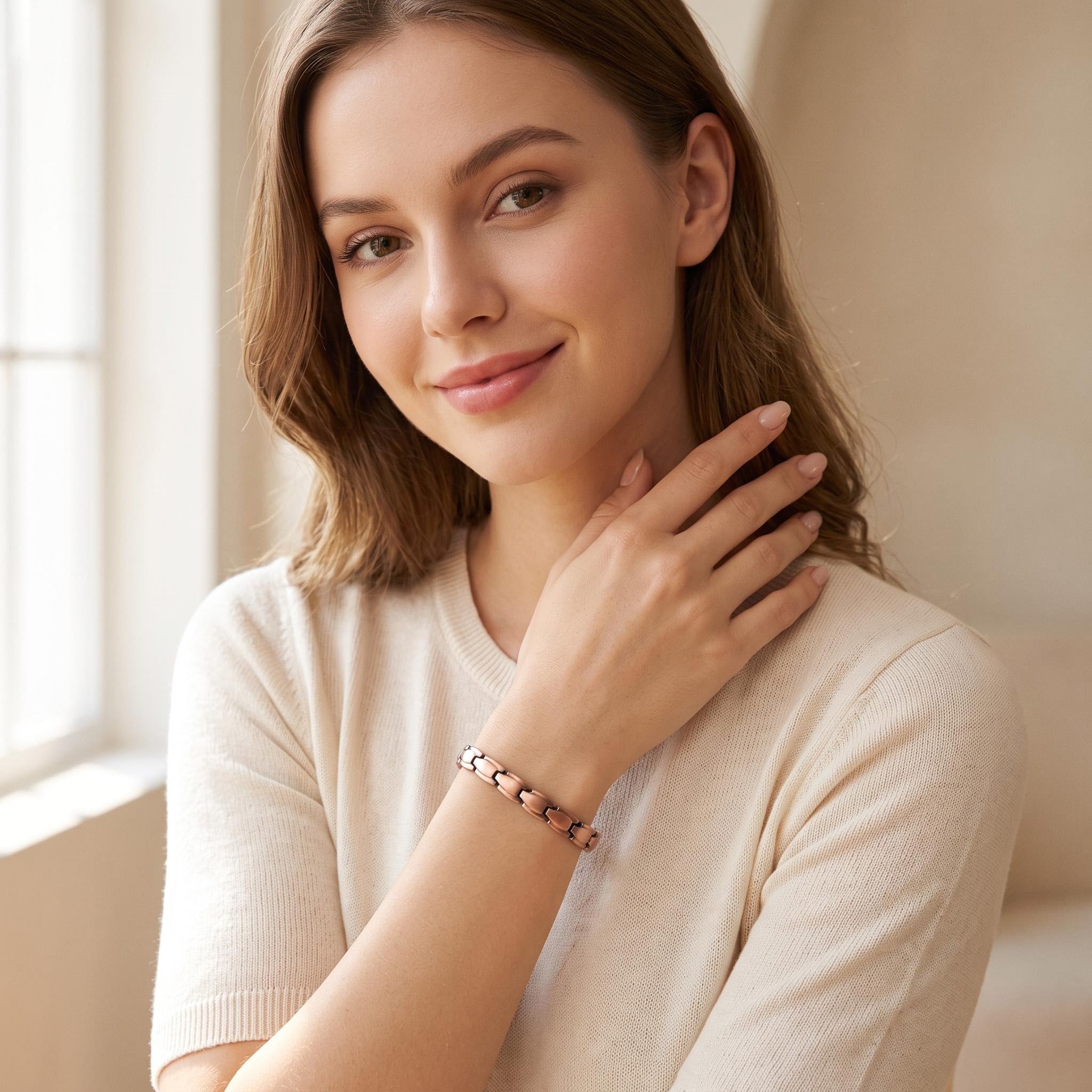 Ladies Slim Copper Magnetic Bracelet