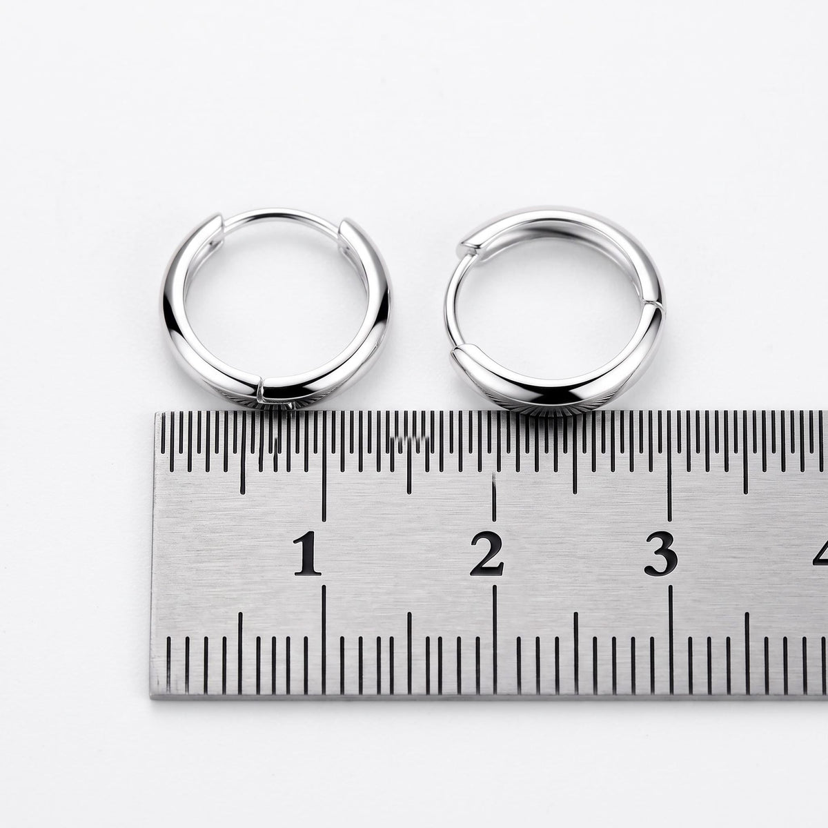 Sterling Silver 13mm Hinged Huggie Hoop Earrings size