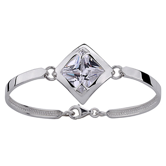 Sterling Silver Large Diamond Shape CZ Bracelet - Melchior Jewellery
