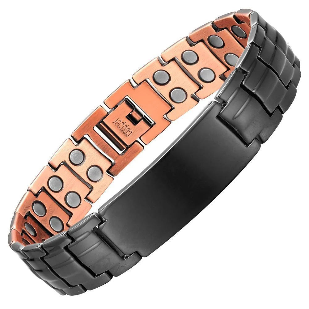 Black copper ID Power Link magnetic bracelet for men