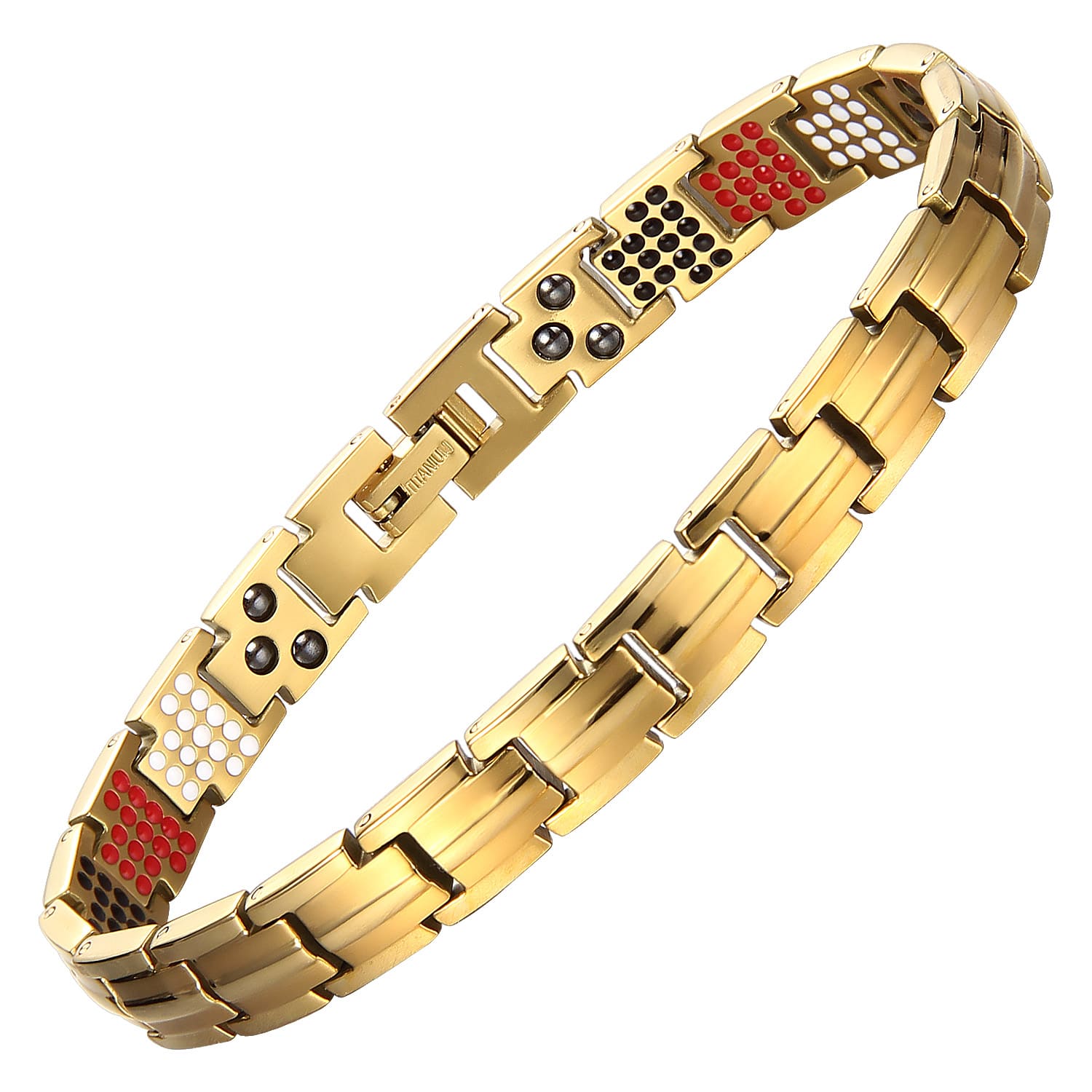 Melchior Jewellery 4in1 elements magnetic bracelet in gold tone with multi-element magnetic therapy design
