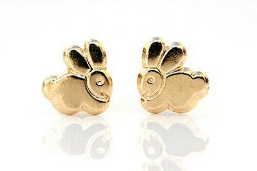 9ct Gold Small Girls Bunny Rabbit Stud Earrings Birthday Gift Boxed
