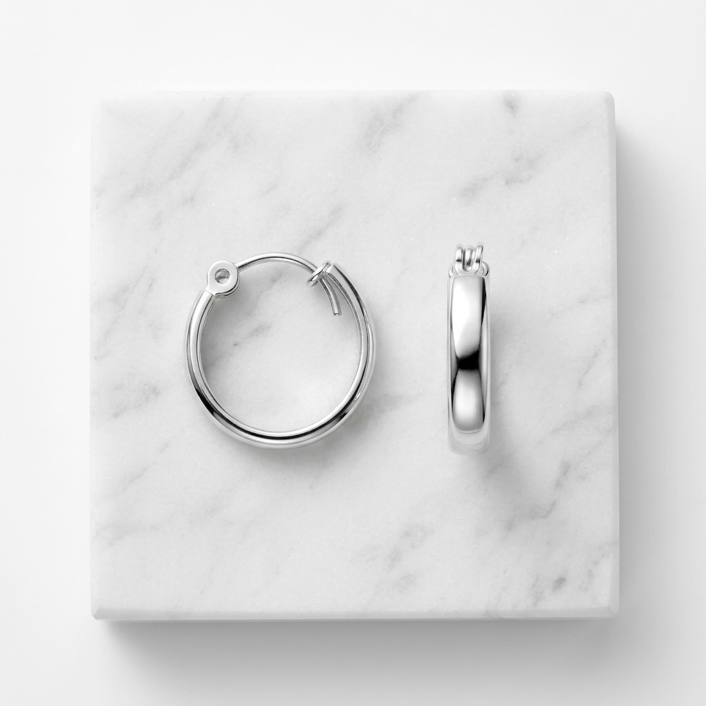 Sterling Silver 16mm Hinged Huggie Hoop Earrings