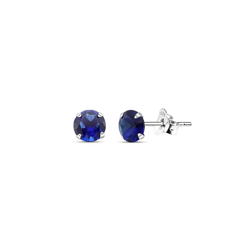 Sterling Silver Round CZ Sapphire Stud Earrings -Choose Your Size - Melchior Jewellery