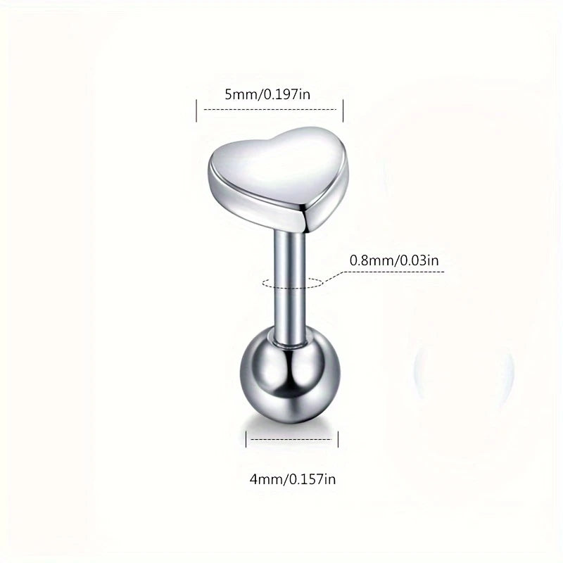 Titanium 5mm Small Heart Screw Back Earrings