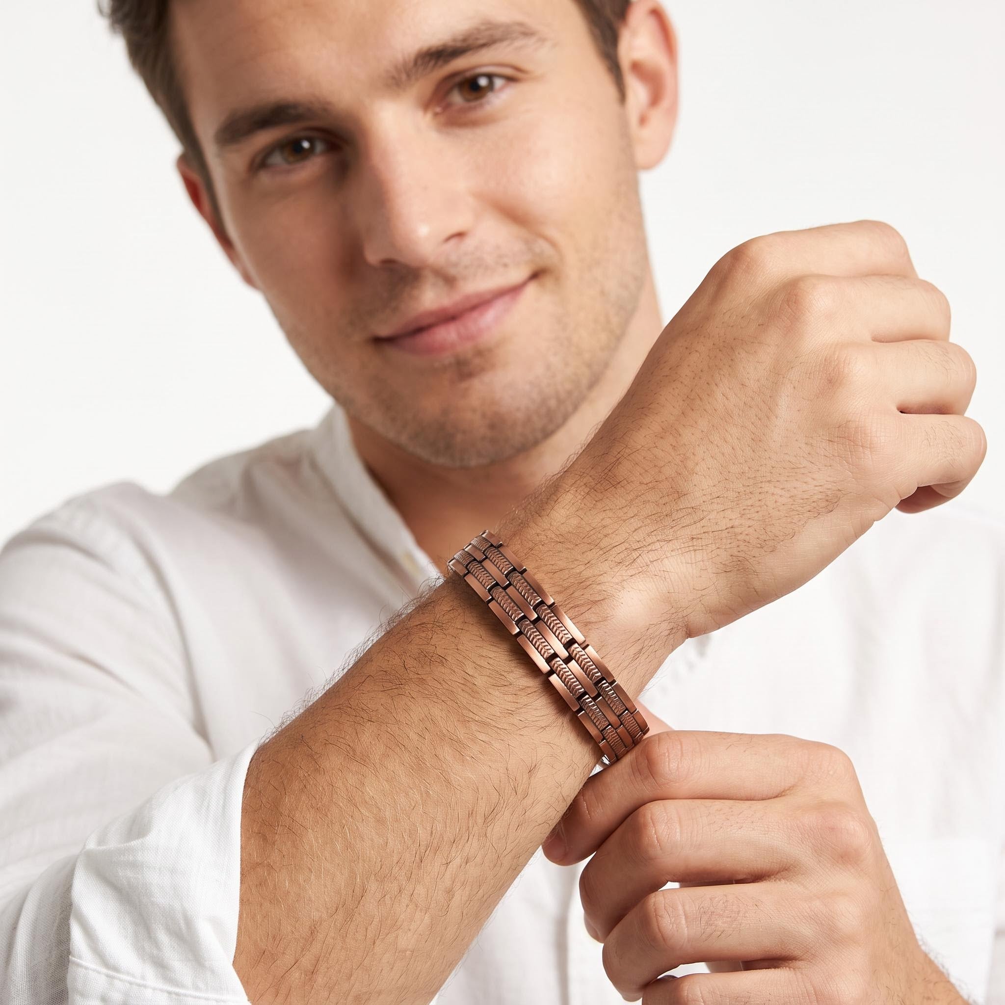 man wearing Pure Copper Magnetic Bracelet