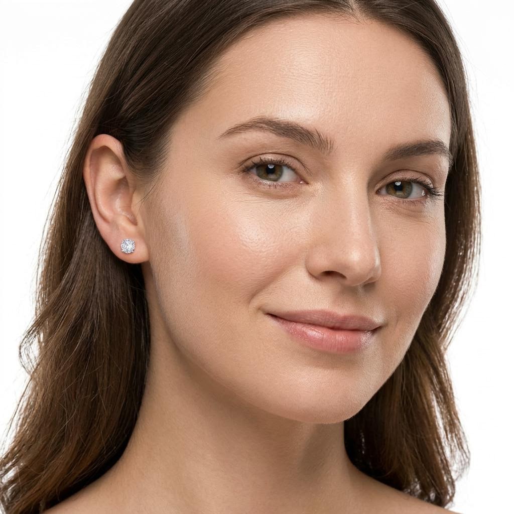 High quality sterling silver moissanite round stud earrings
