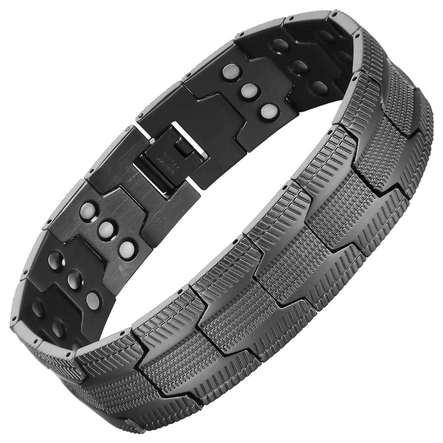 Men's solid black copper Power Link magnetic bracelet