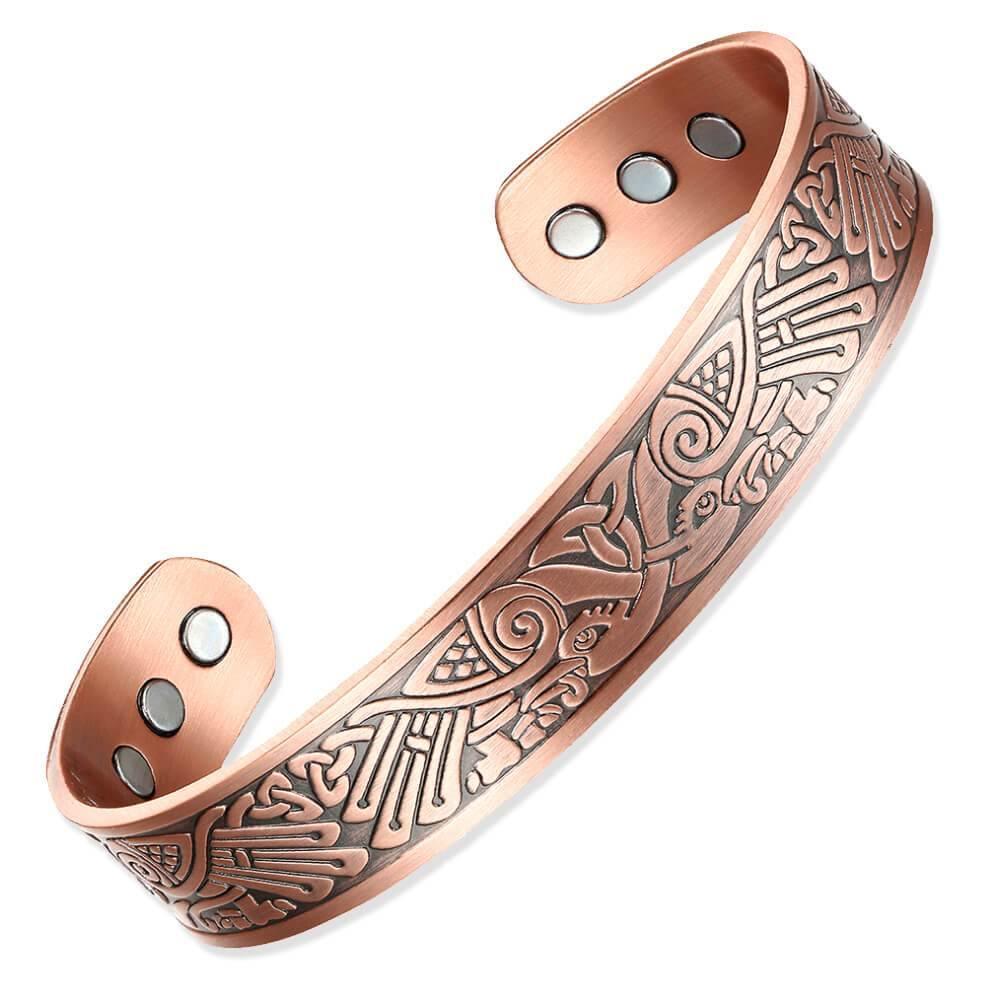 Mens Celtic knotwork copper magnetic bangle