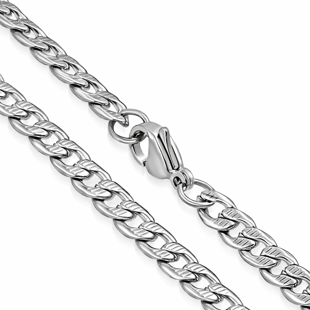 Stainless Steel Flat Cuban Link Chain Necklace 56cm - Melchior Jewellery