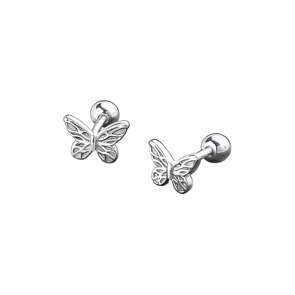 Sterling Silver Small Butterfly Screw Back Earrings - Melchior Jewellery