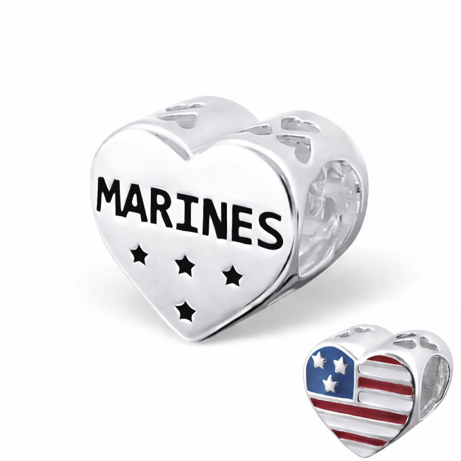 Sterling Silver USA Marines Charm Bead - Melchior Jewellery