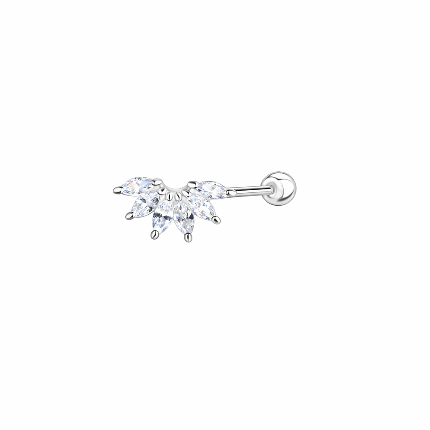 Sterling Silver Geometric Cartilage Stud Ball Screw Back - Melchior Jewellery