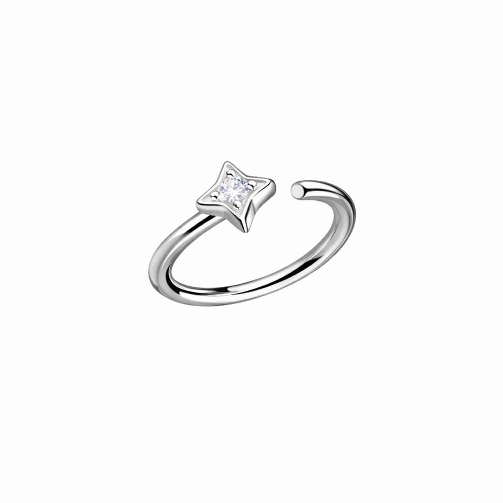 Sterling Silver Helix Piercing Single Star CZ Hoop - Melchior Jewellery