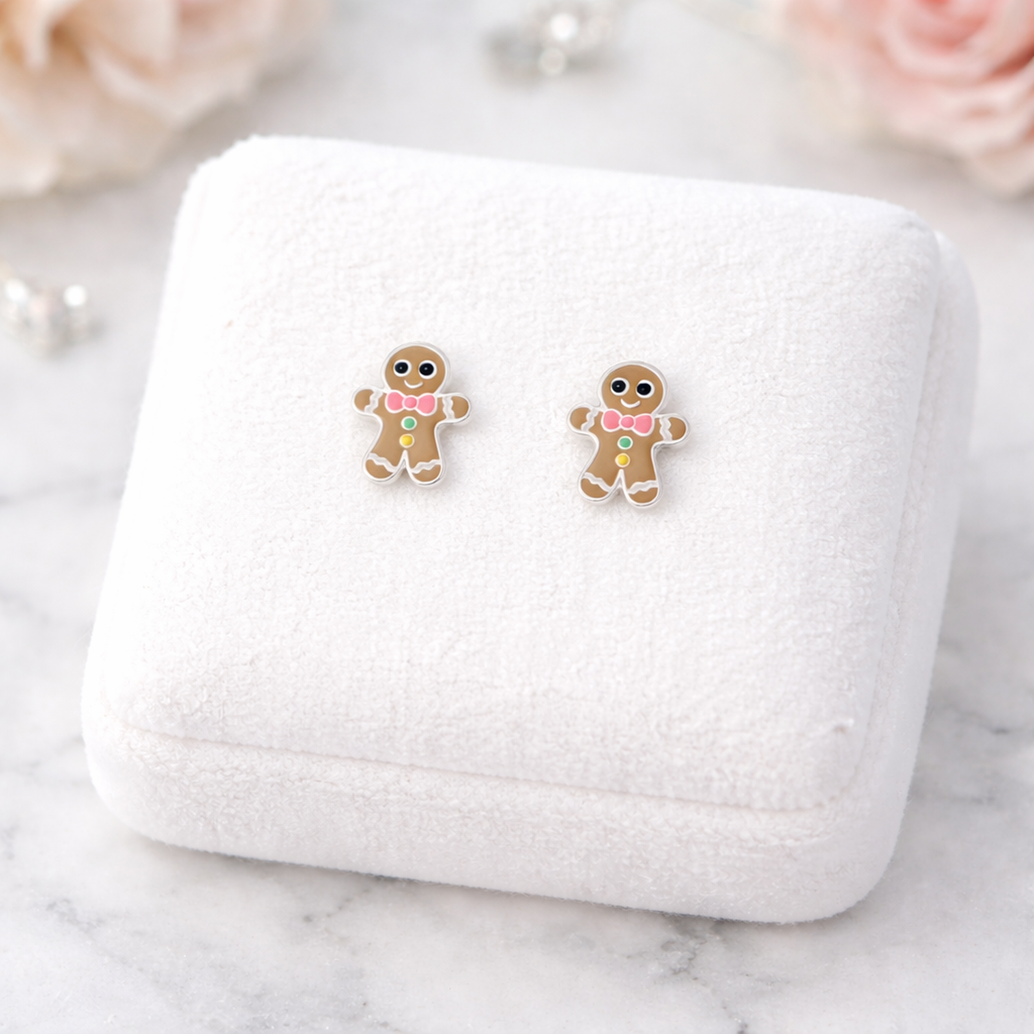 Children's Sterling Silver Gingerbread Man Stud Earrings - Melchior Jewellery