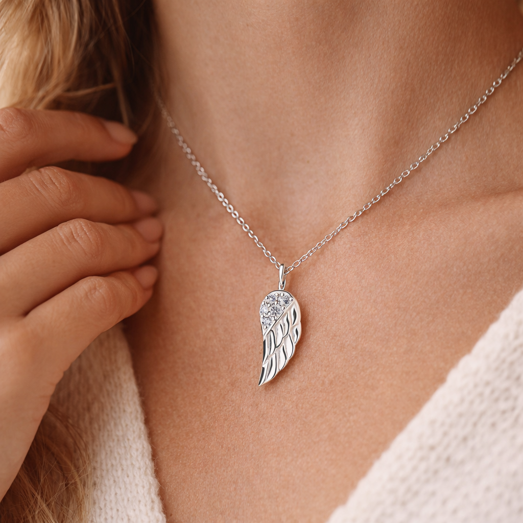 925 Sterling Silver CZ Wing Necklace - Melchior Jewellery
