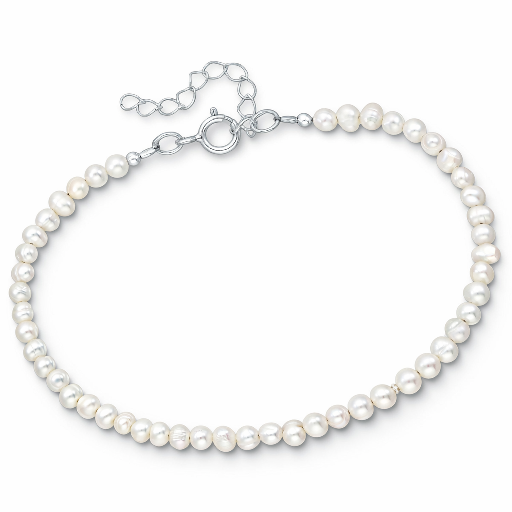 925 Sterling Silver Bracelet, Beaded with Freshwater Pearls