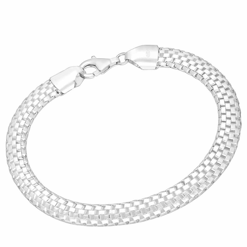 925 Sterling Silver Woven Box Chain Bracelet Fine Jewellery