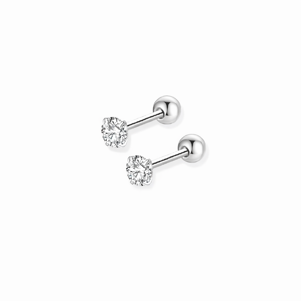 Titanium 3mm Round CZ Stud Cartilage Screw Back Earrings