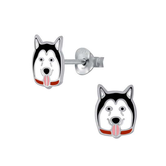 Children's Sterling Silver Huskey Dog Stud Earrings - Melchior Jewellery