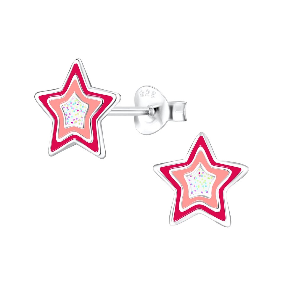 Children's Sterling Silver Sparkly Star Stud Earrings