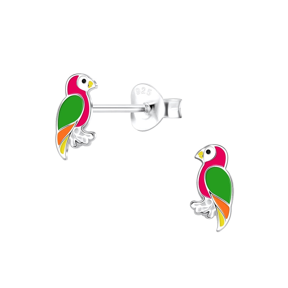 Children's Sterling Silver Parrot Stud Earrings - Melchior Jewellery