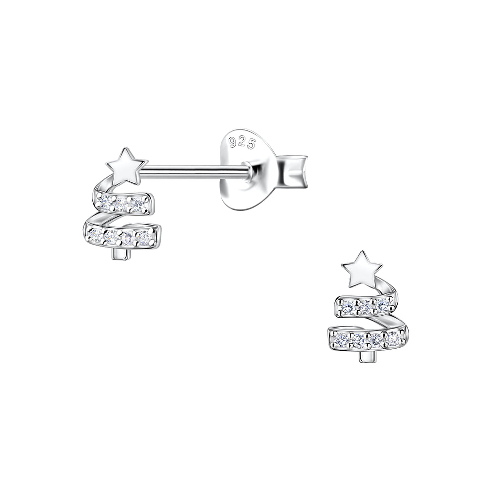 Sterling Silver Christmas Tree Stud Earrings