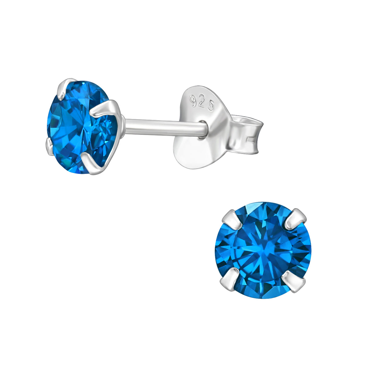 December sterling silver birthstone stud earrings