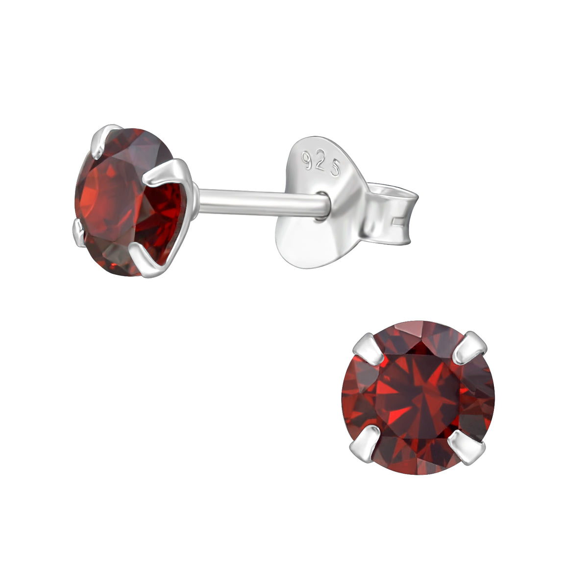 January garnet sterling silver birthstone stud earrings