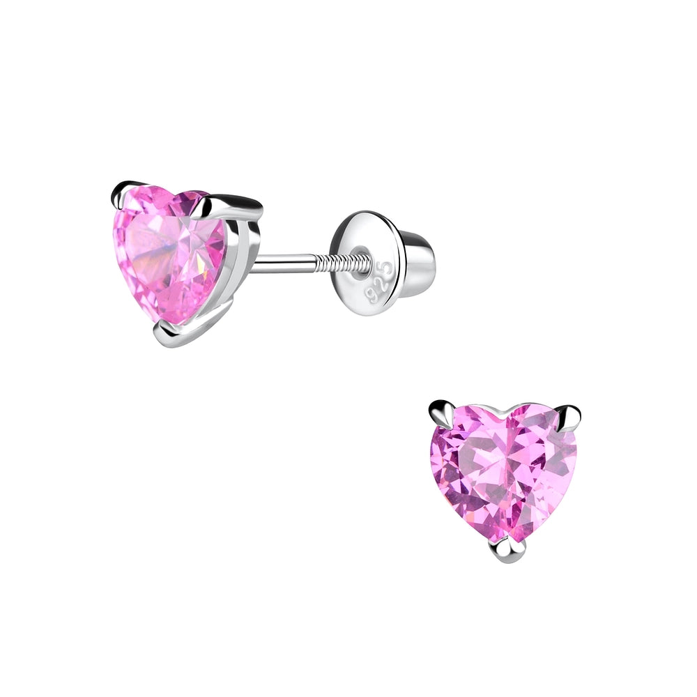 Children's Sterling Silver 5mm Small Heart Screw Back Earrings