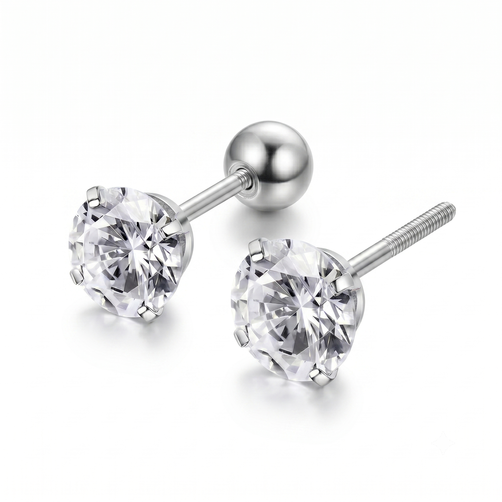 Titanium 5mm Round CZ Stud Screw Back Cartilage Stud Earrings