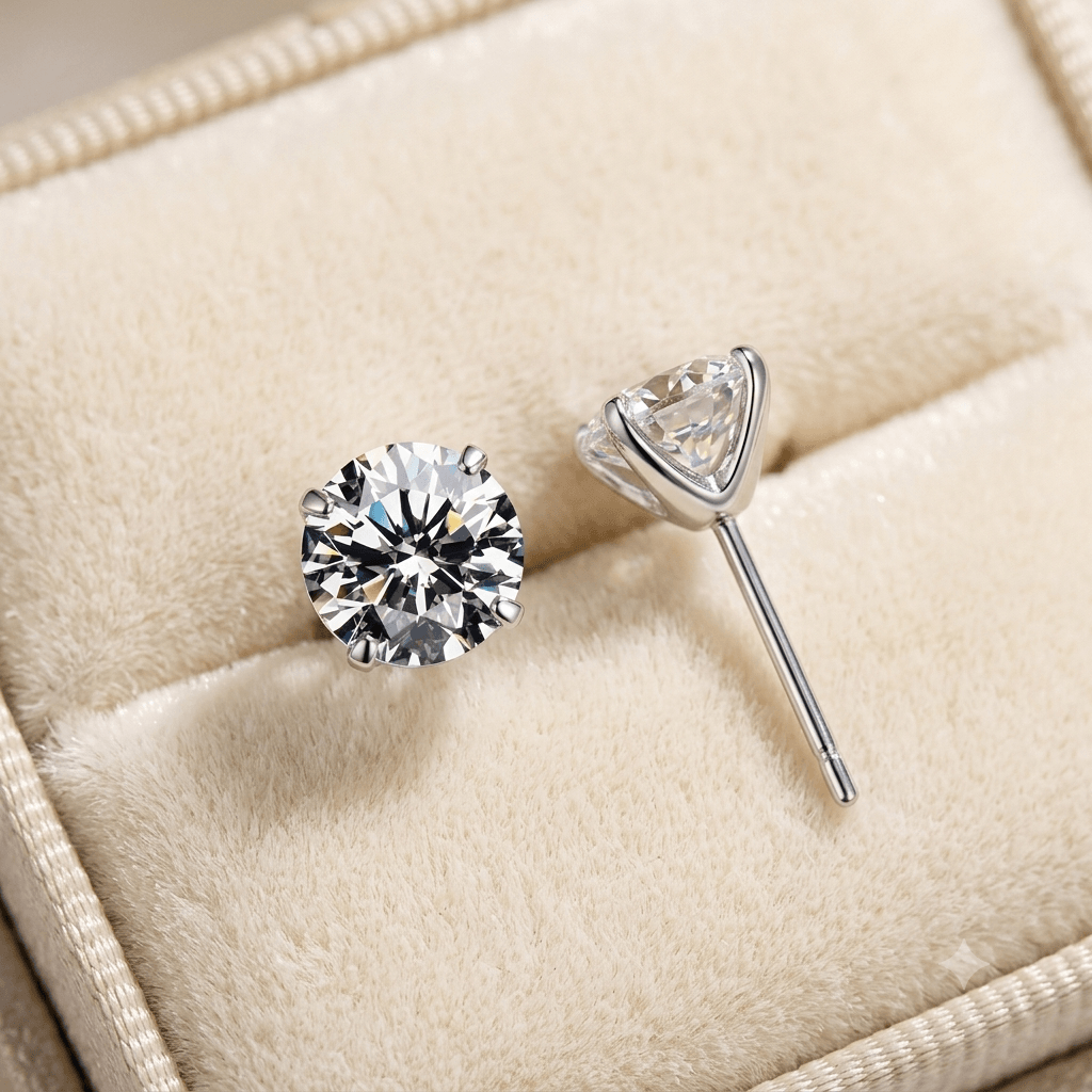 Stainless Steel 6mm Solitaire Round CZ Stone Stud Earrings - Melchior Jewellery