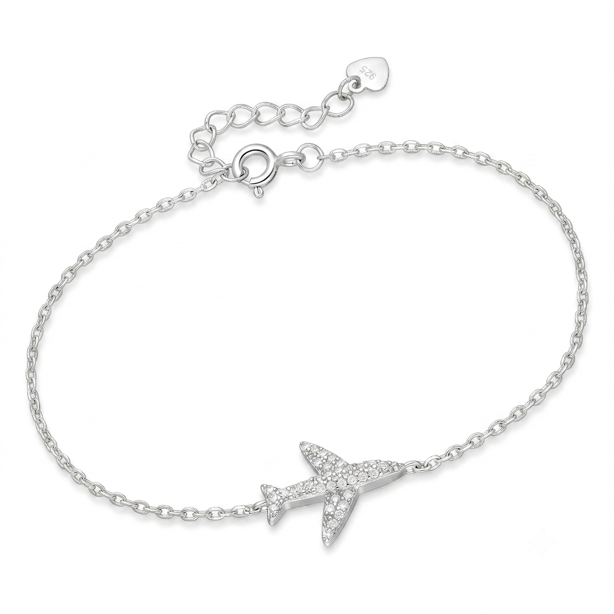 925 Sterling Silver Aeroplane Cubic Zirconia Bracelet - Melchior Jewellery