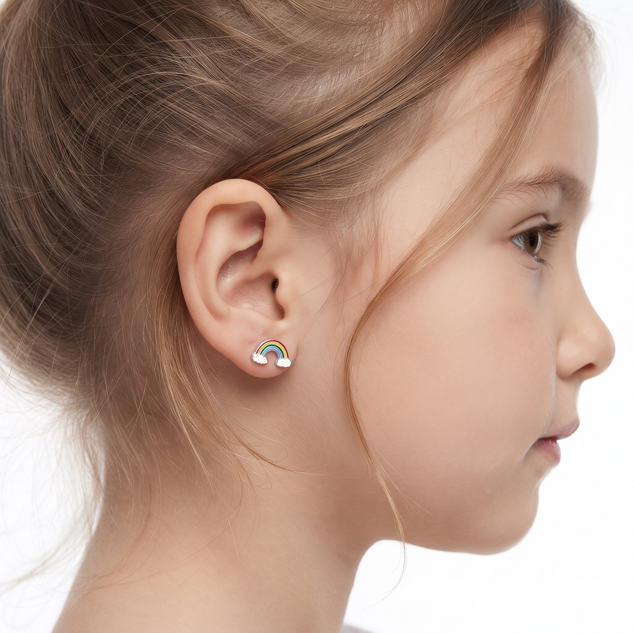 Glitter rainbow screw back earrings for kids