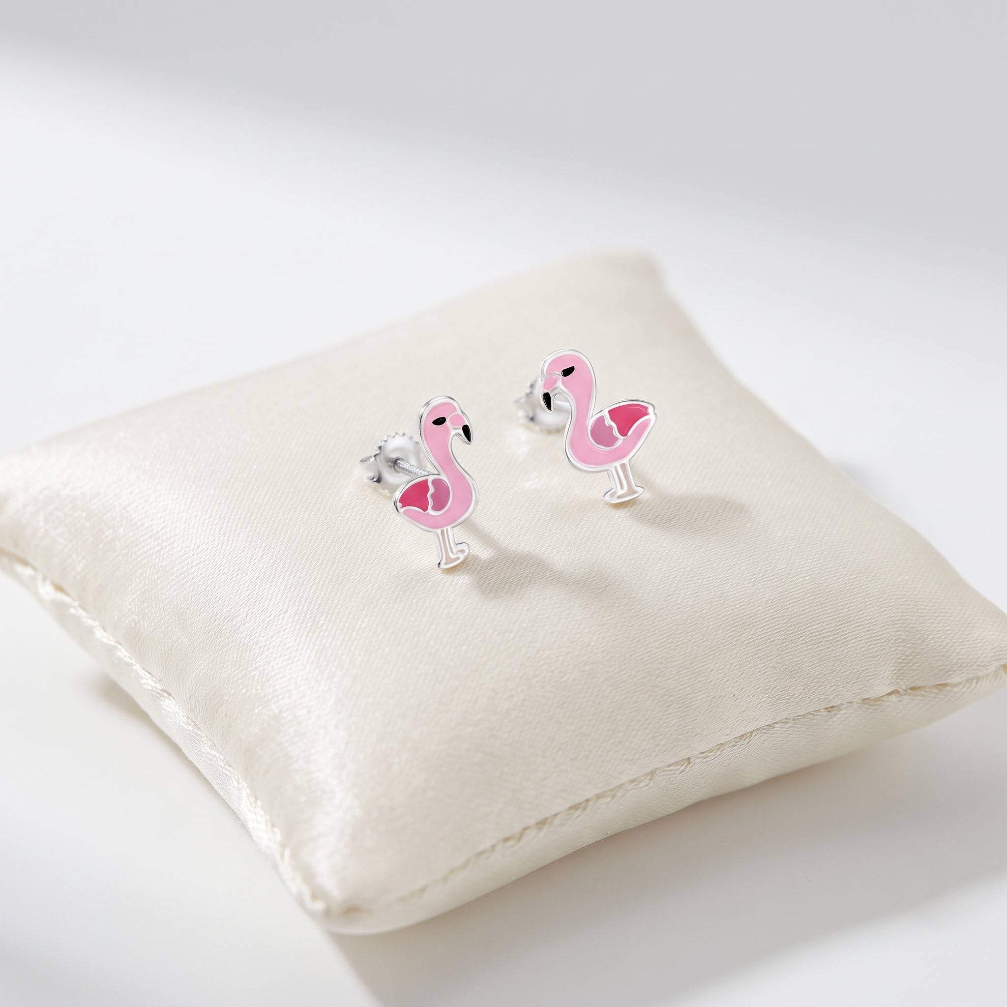 925 sterling silver flamingo earrings for children