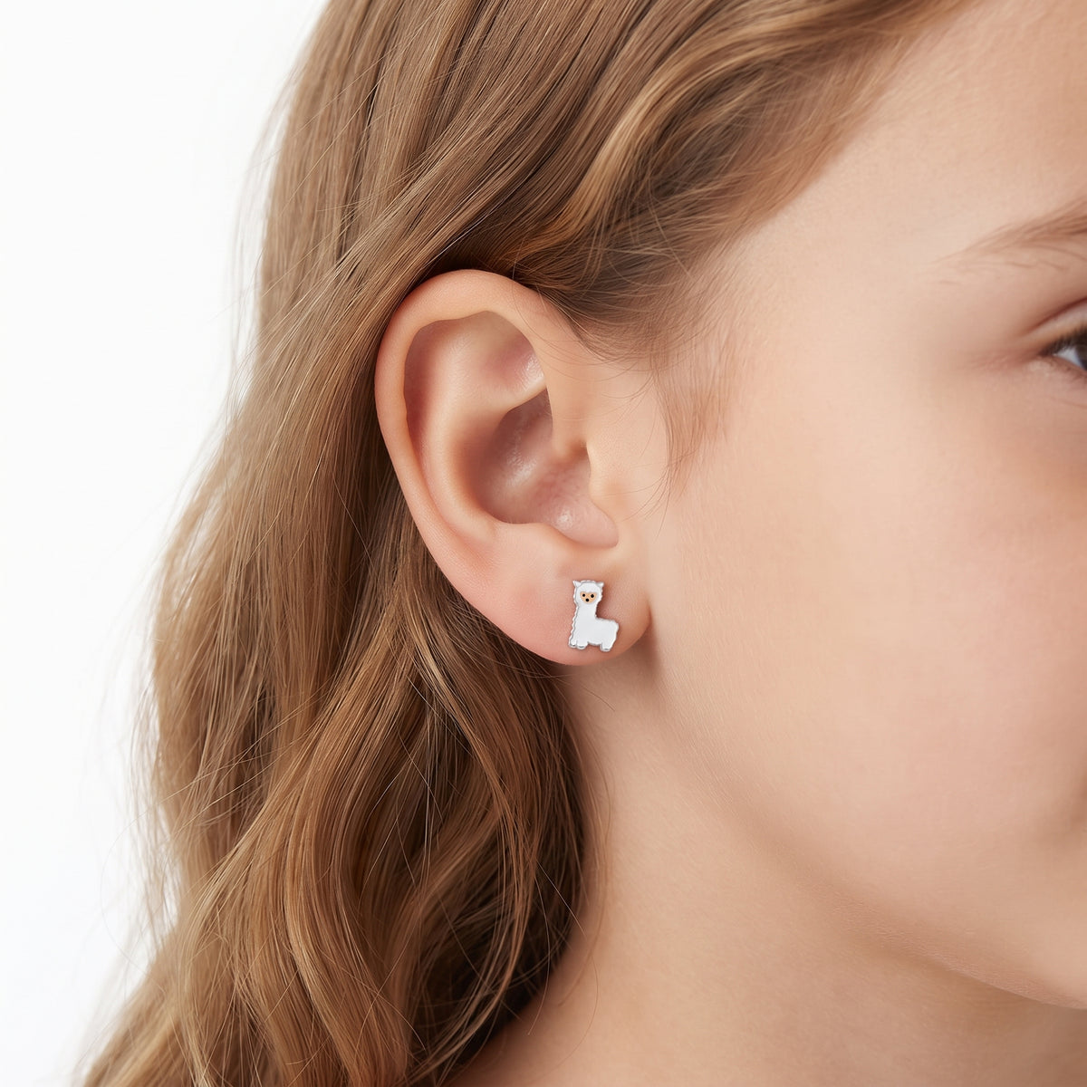 Cute alpaca screw back earrings for kids