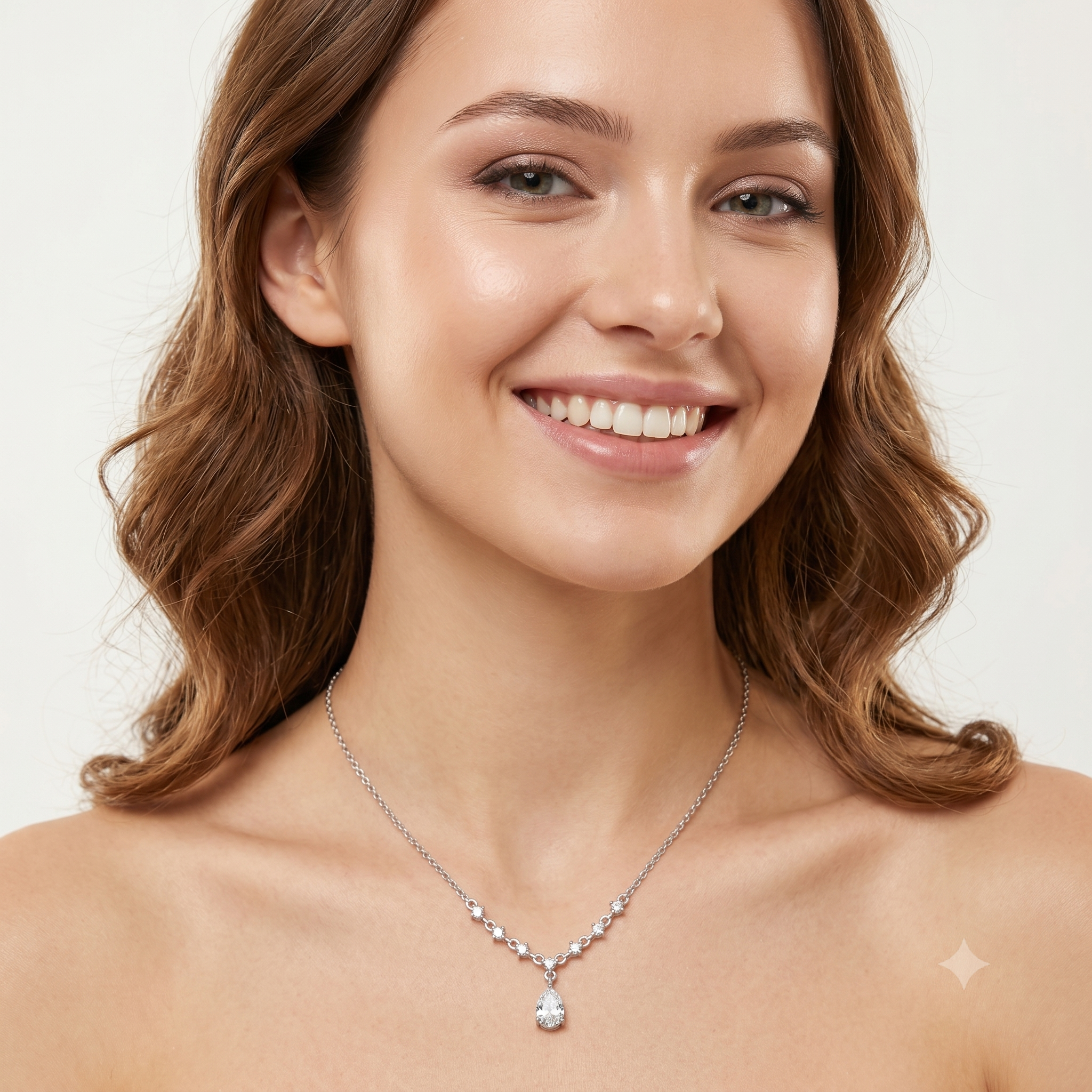 Sterling Silver Bridal Cubic Zirconia Necklace - Melchior Jewellery