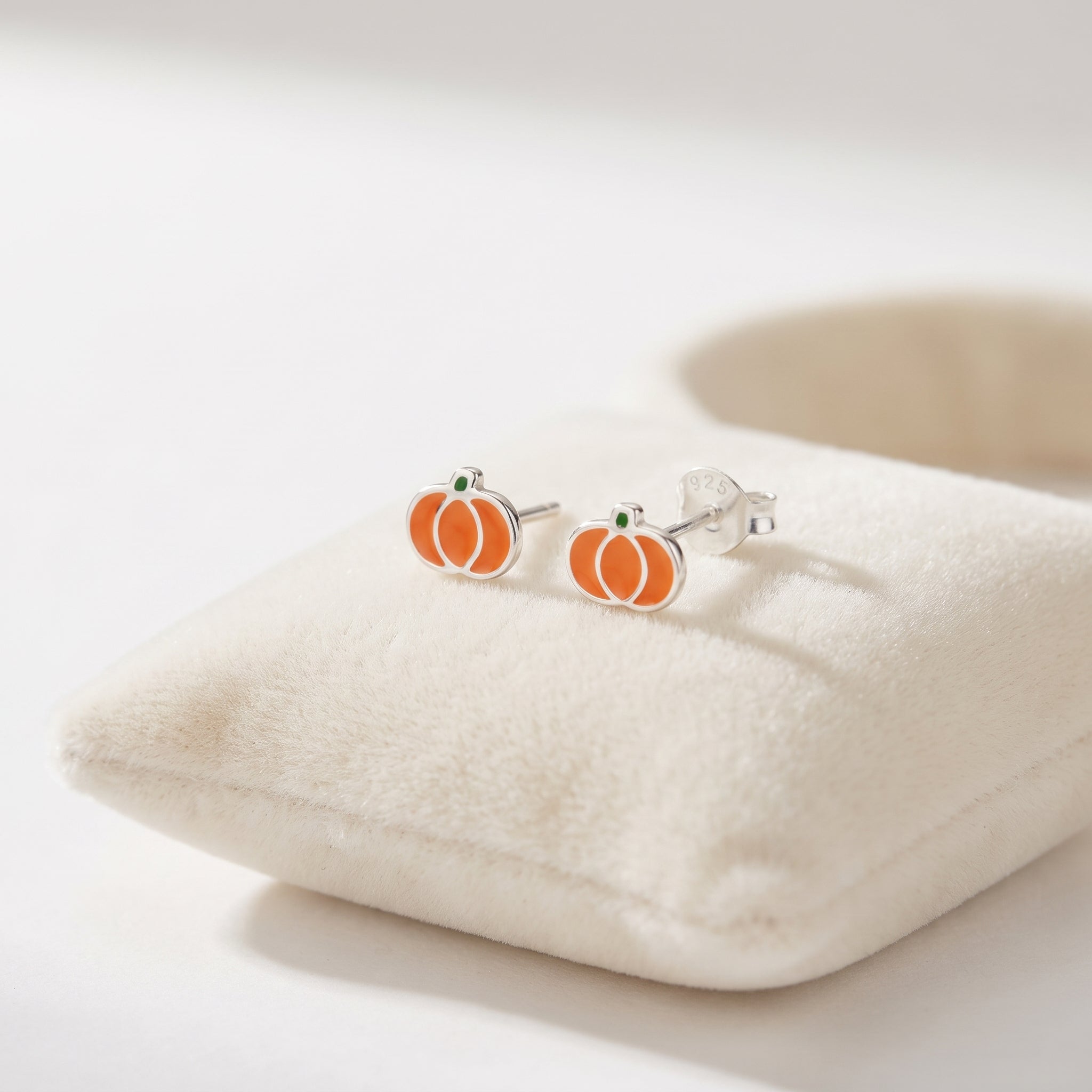 Sterling Silver Pumpkin Stud Earrings for Kids - Melchior Jewellery