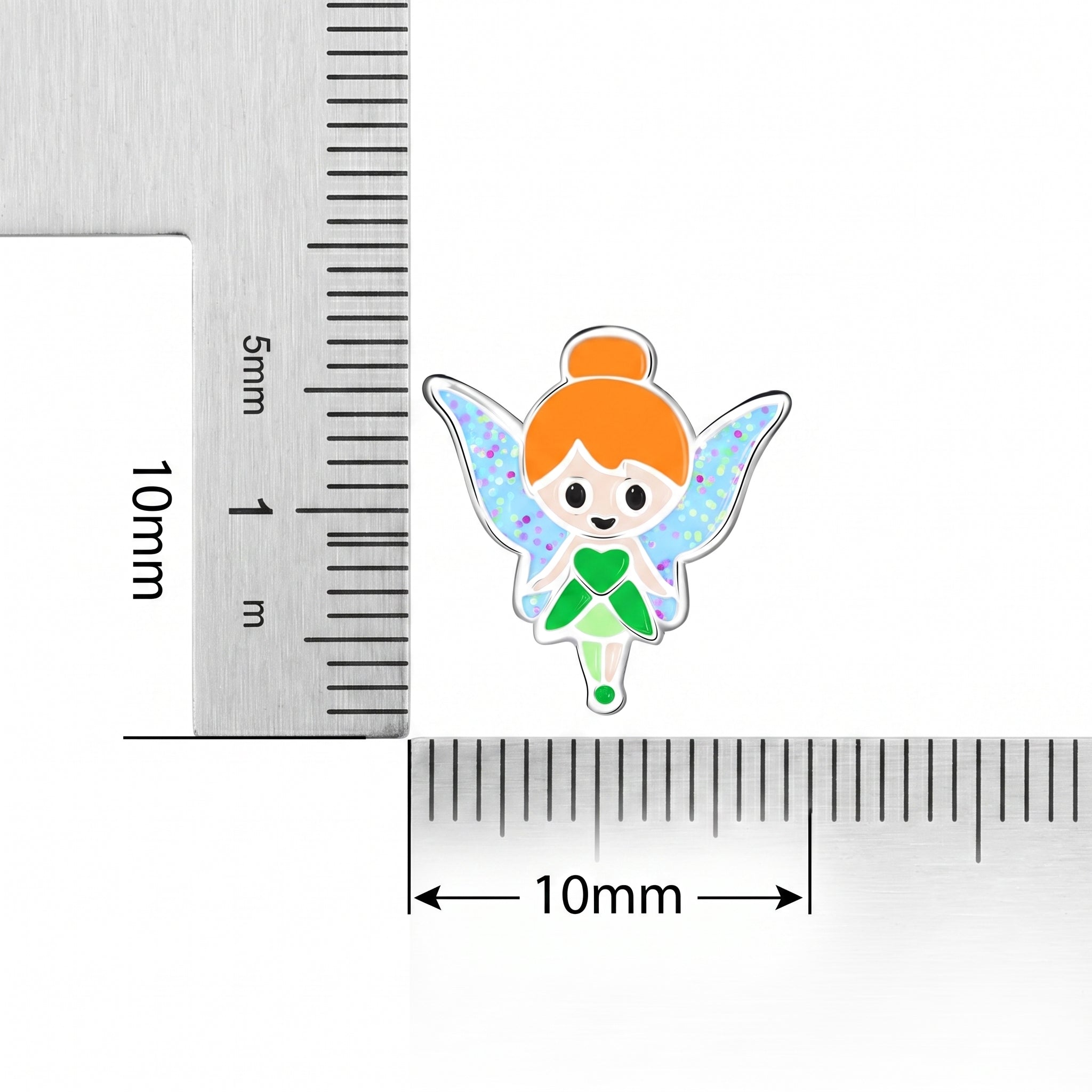 Melchior Jewellery sterling silver fairy screw back earrings for children, sparkly glitter design for everyday wear