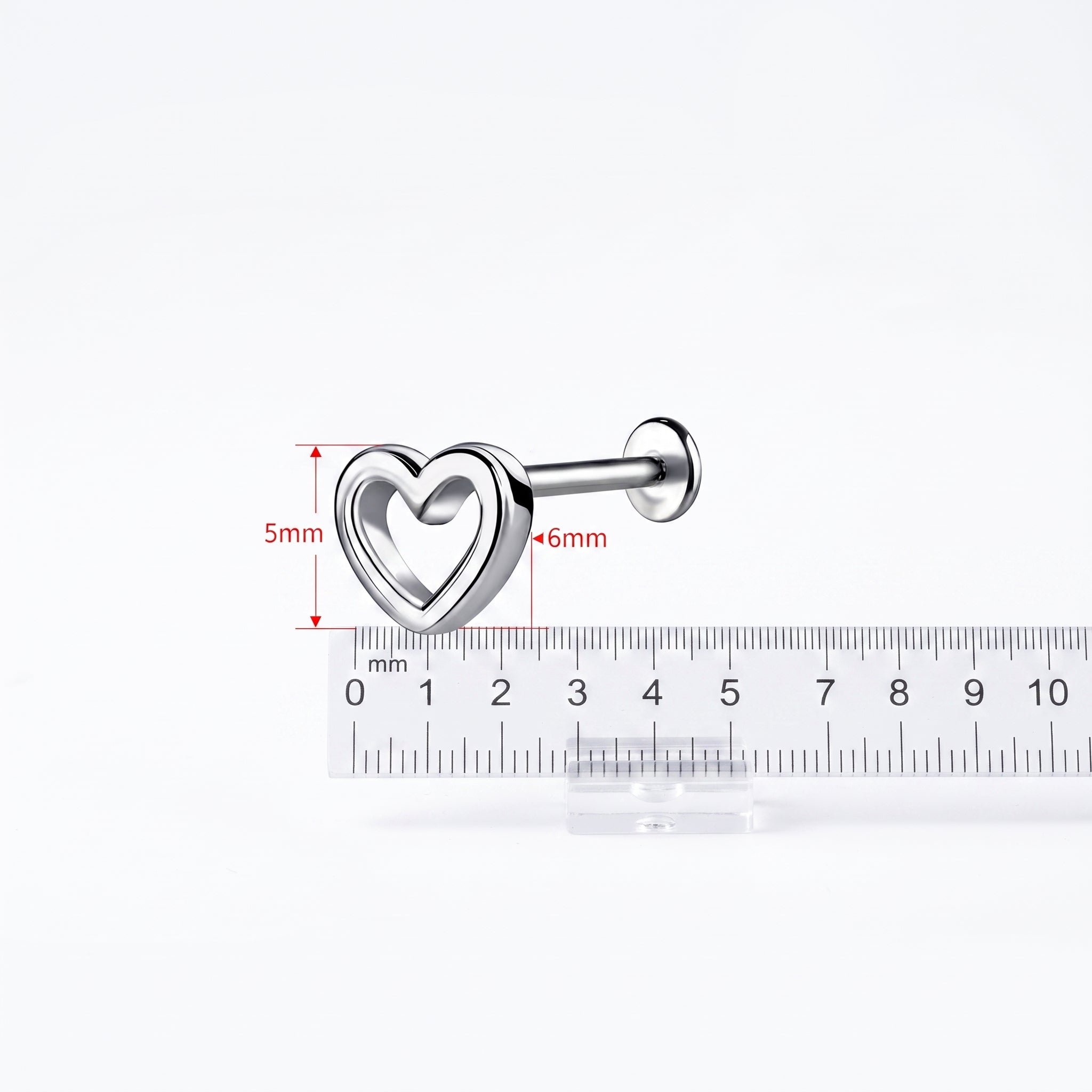 Sterling Silver Heart Titanium Labret Stud