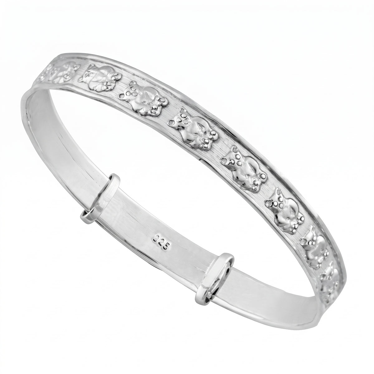 Sterling silver baby's teddy bears bangle
