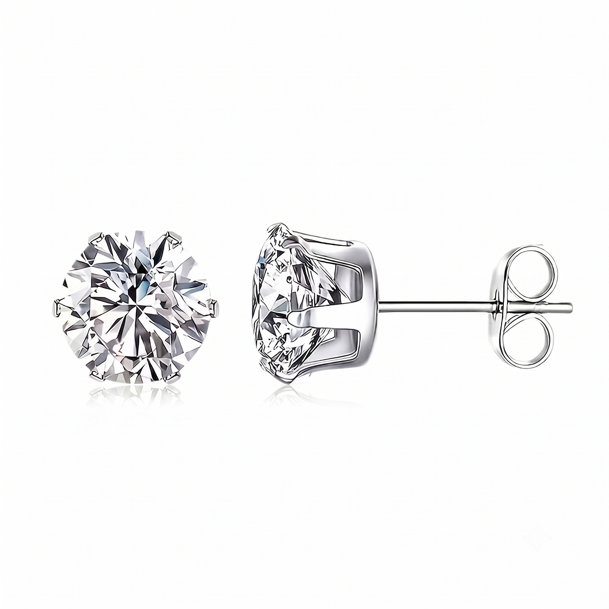 Stainless Steel Solitaire Round CZ Stone Stud Earrings - Melchior Jewellery