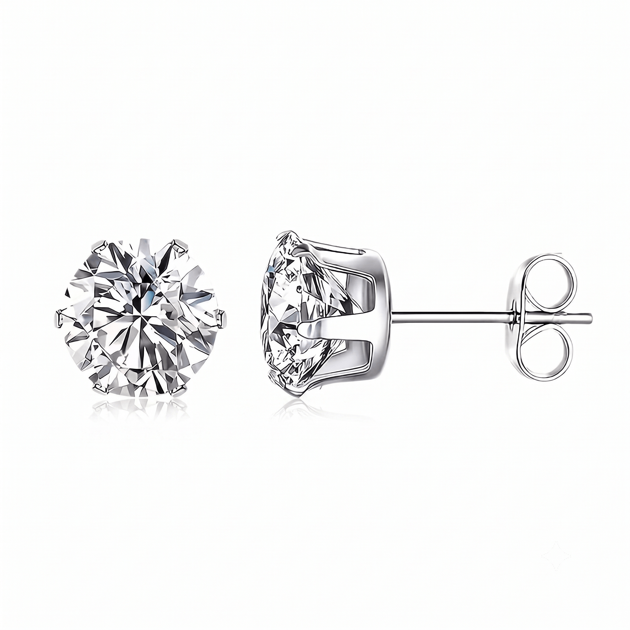 Stainless Steel Solitaire Round CZ Stone Stud Earrings - Melchior Jewellery