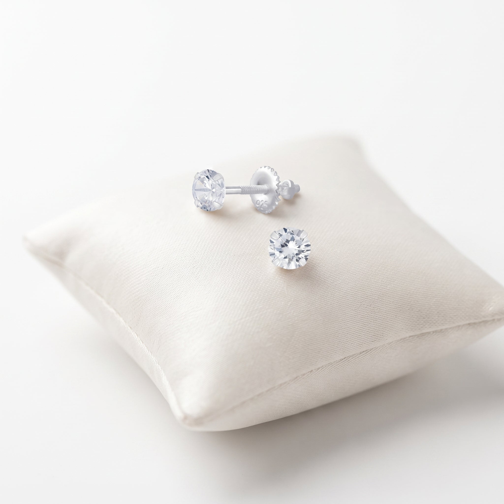 Clear crystal screw back earrings for girls