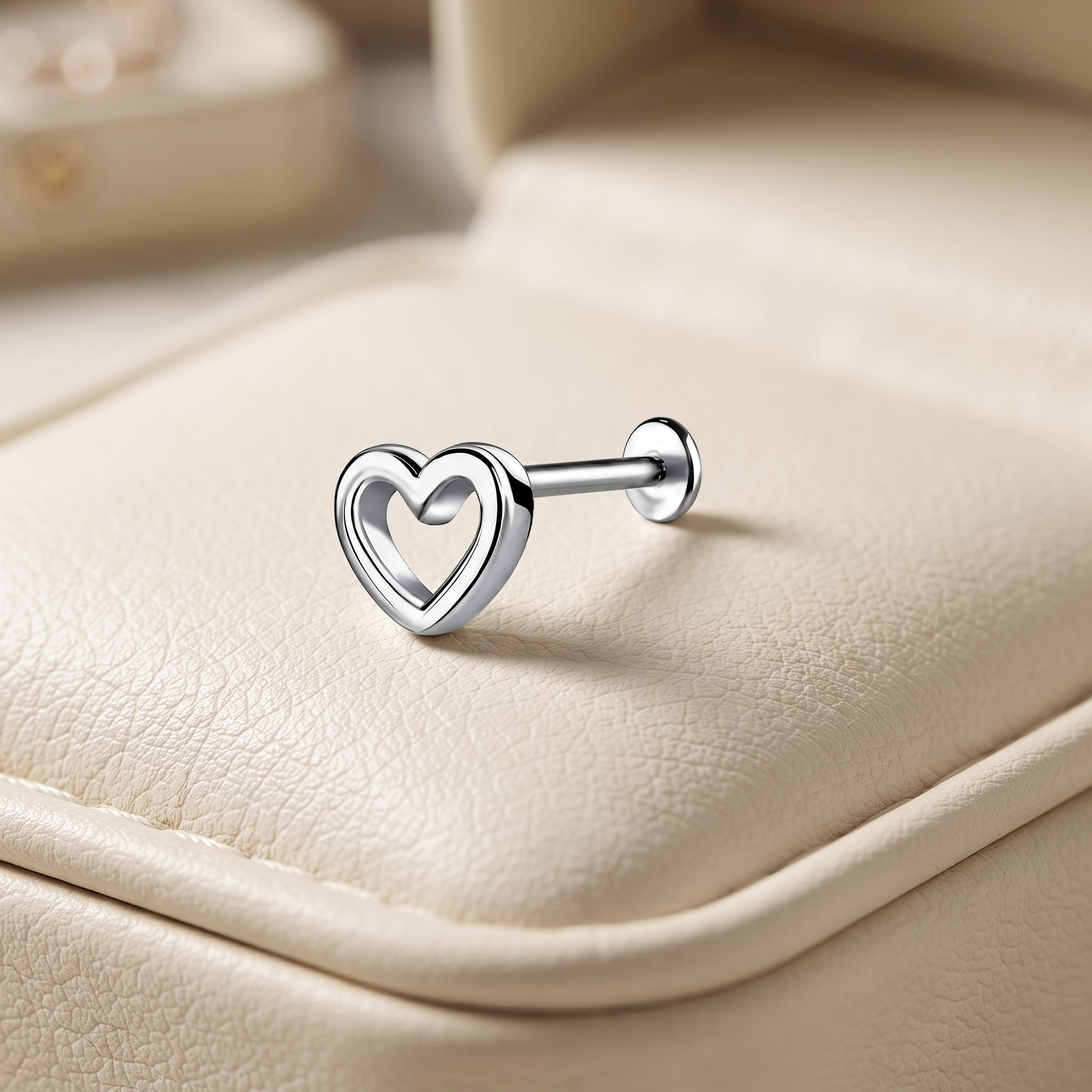 Sterling Silver Heart Titanium Labret Stud